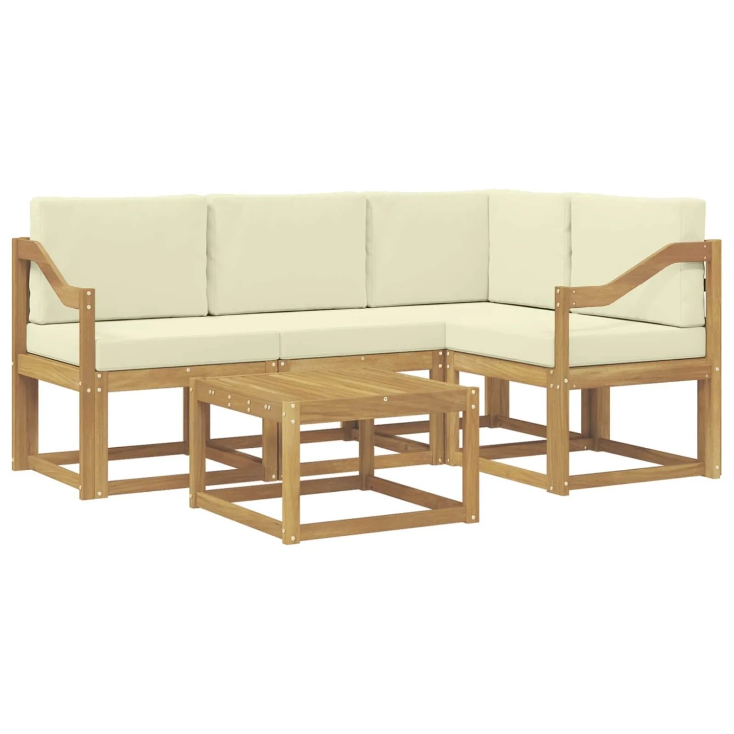 vidaXL Outdoor-Sofagarnitur mit Kissen 5-Tlg Weiß und Creme 3387609