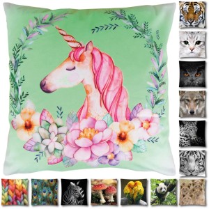 Bestlivings Kissenhülle Einhorn Grün 40x40 cm mit Füllung für Sofa oder Bett.