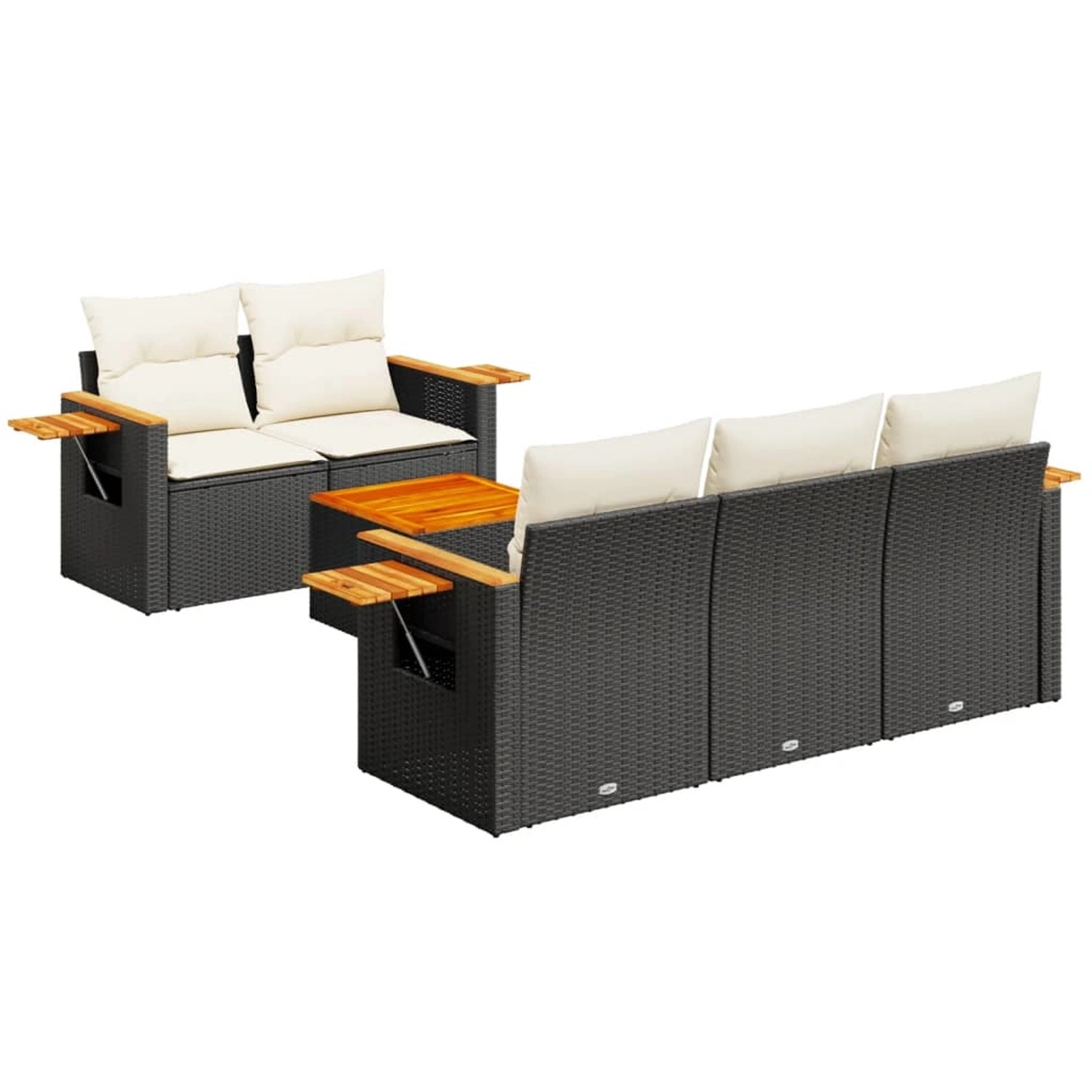 vidaXL 6-Tlg Garten-Sofagarnitur mit Kissen Schwarz Poly Rattan 3259025 günstig online kaufen