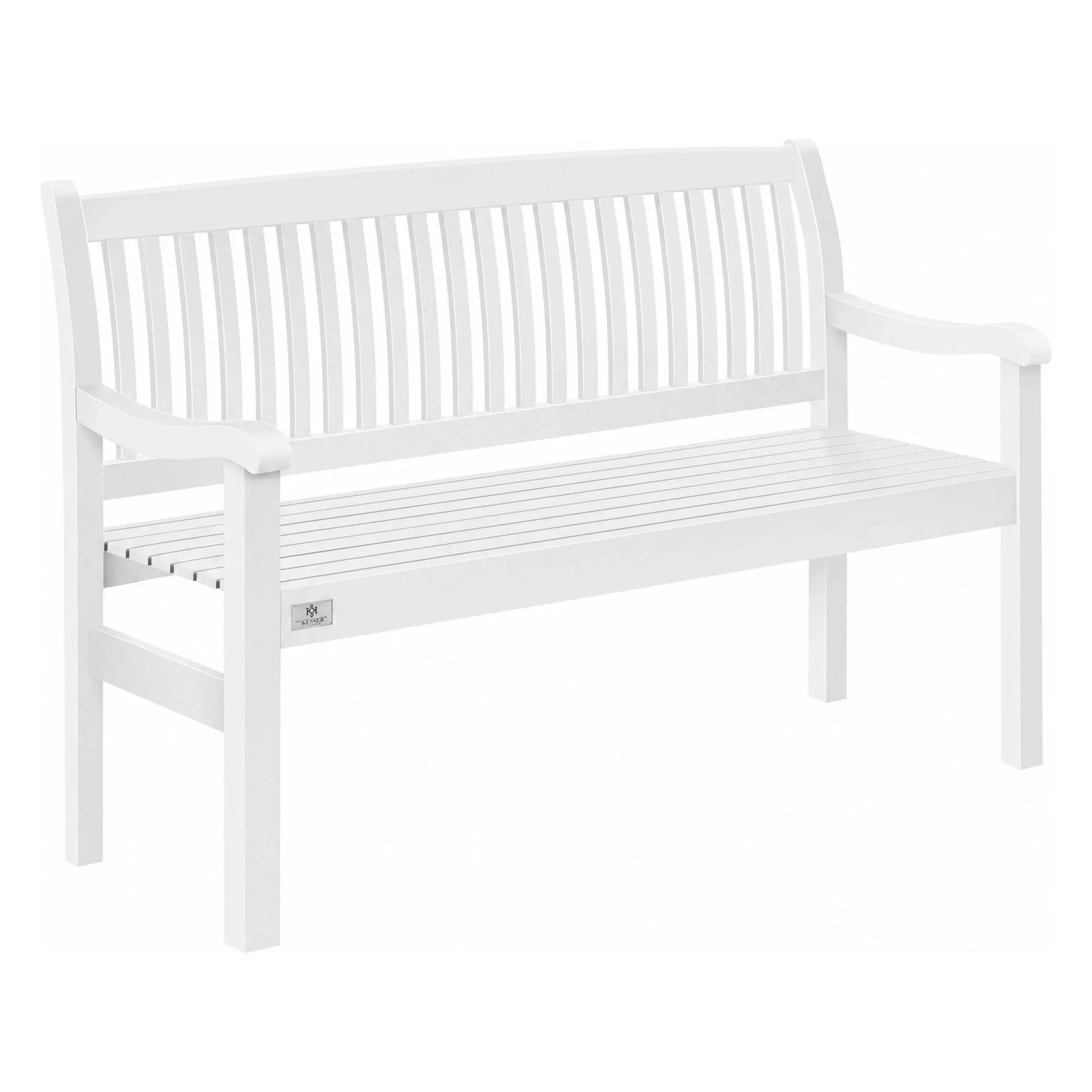 KESSER Massivholz Gartenbank Wetterfest für 3-4 Personen 125 cm Weiß