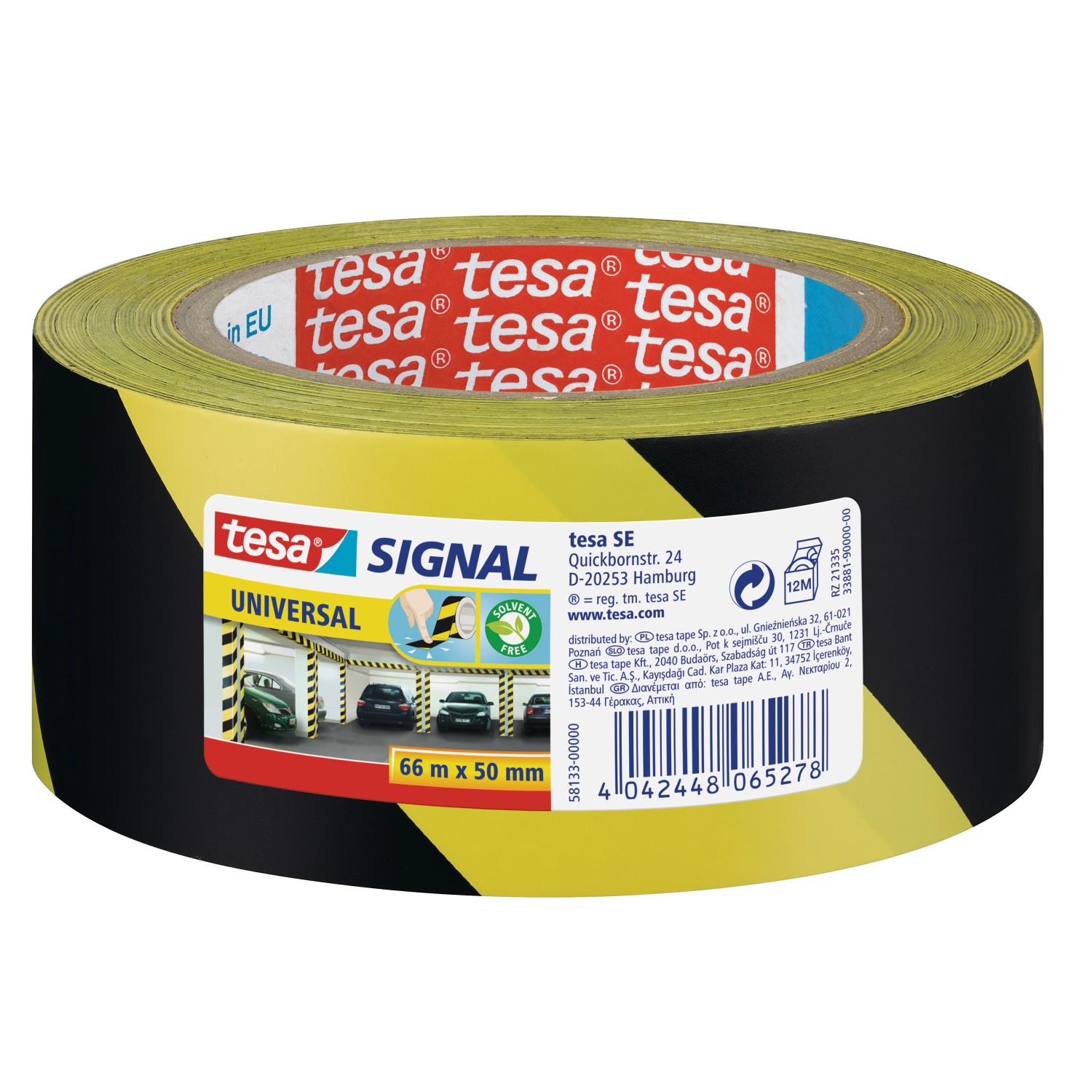 Tesa Signal Markierungsklebeband Universal Gelb-Schwarz 66 m x 50 mm