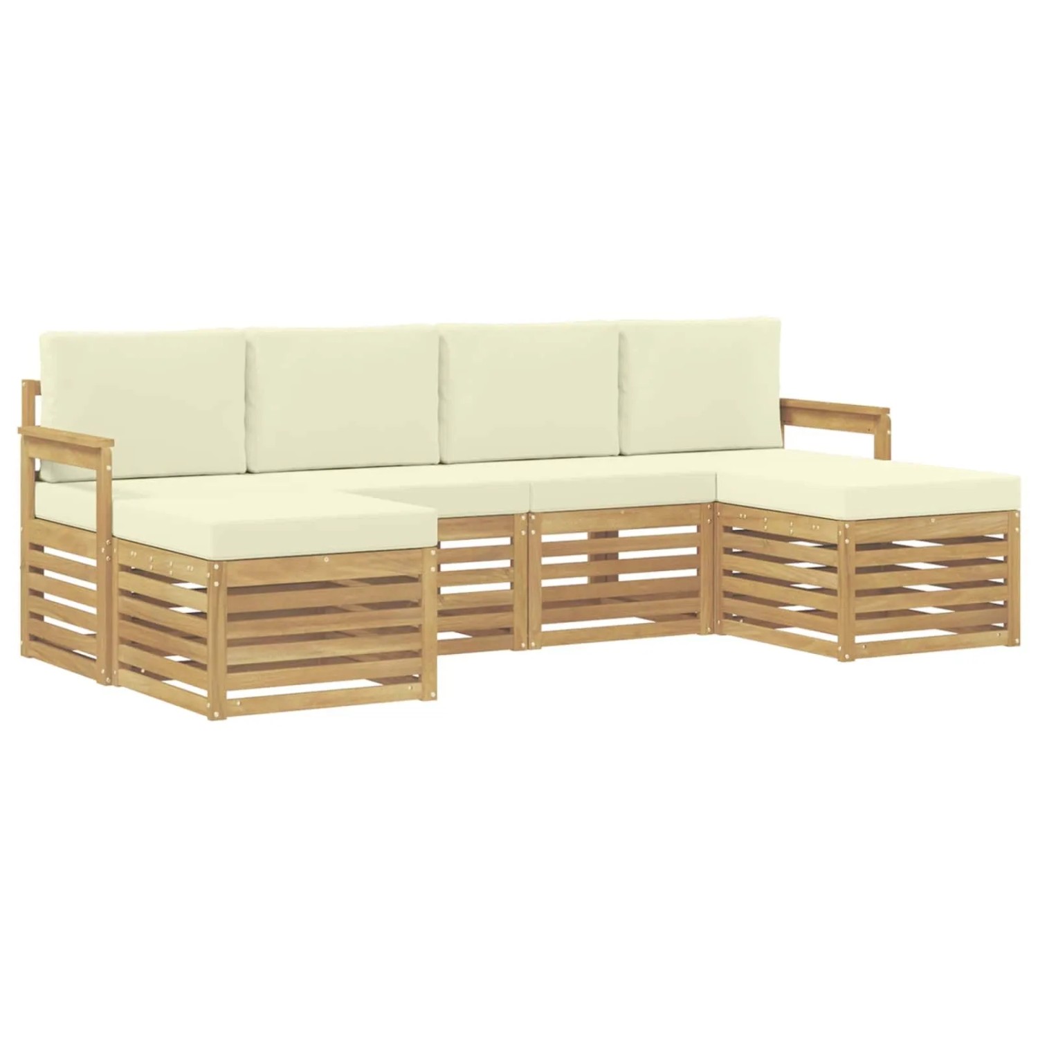 vidaXL Outdoor-Sofagarnitur 6-Tlg Weiß und Creme 249 x 122,5 x 73 cm 3392260
