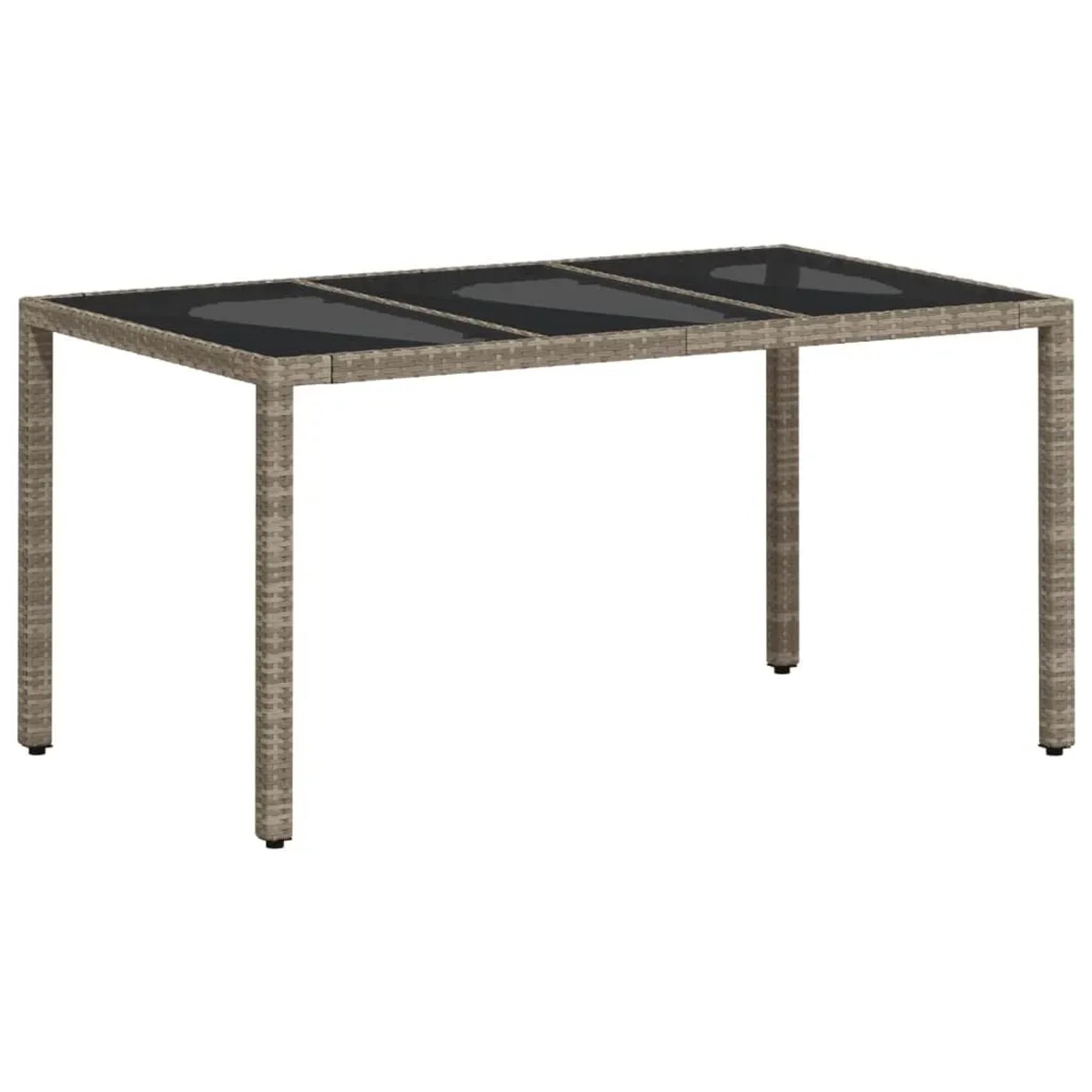 Furnicato Gartentisch Mit Glasplatte Hellgrau 150x90x75 Cm Poly Rattan