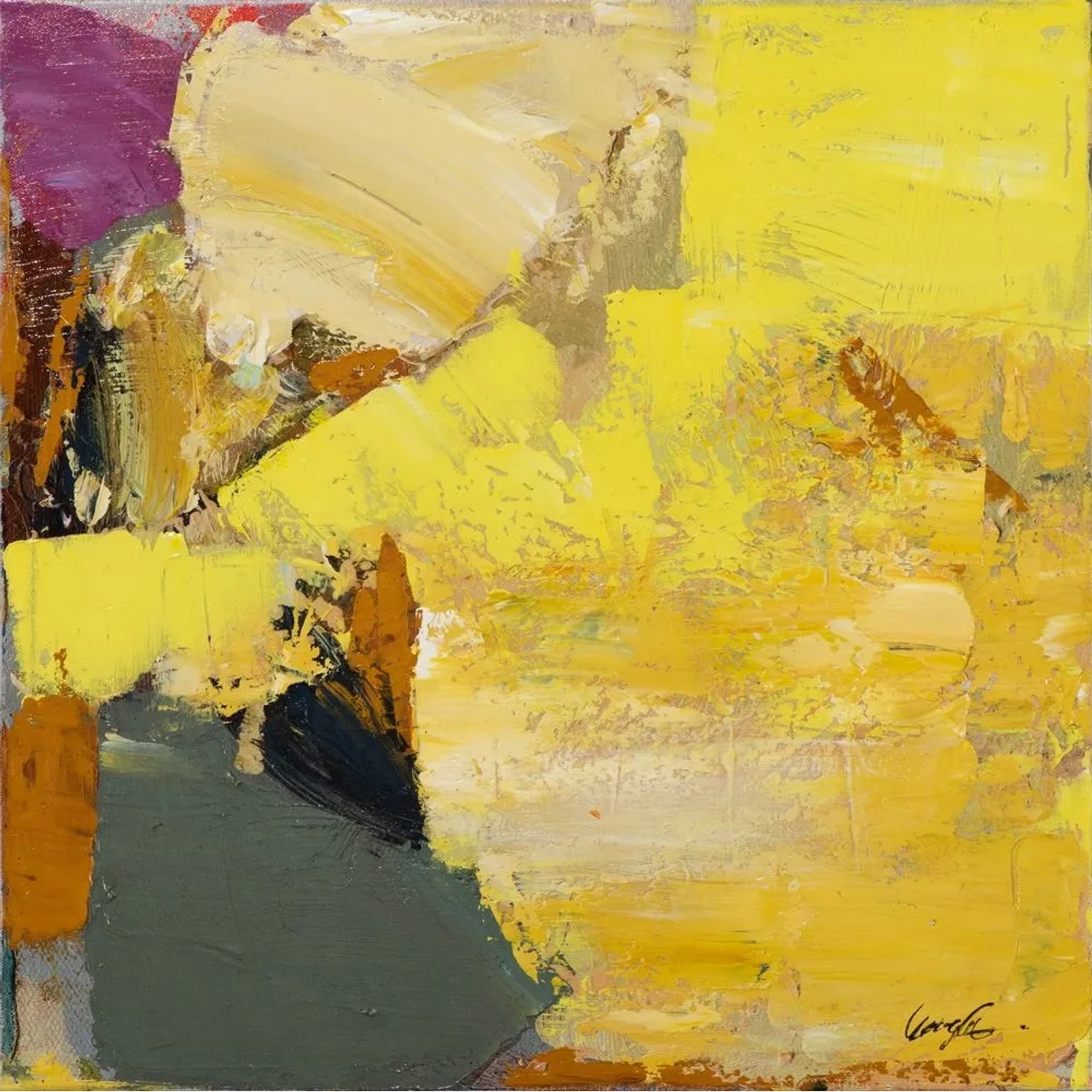 Art Universe Leinwandbild Lebendigkeit in Gelb 60 x 60 cm