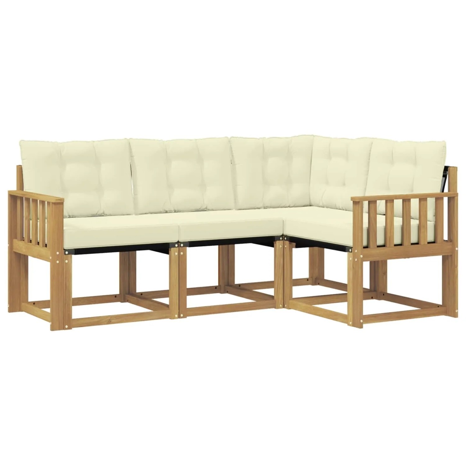 vidaXL Outdoor-Sofagarnitur mit Kissen 4-Tlg Weiß und Creme 3389424