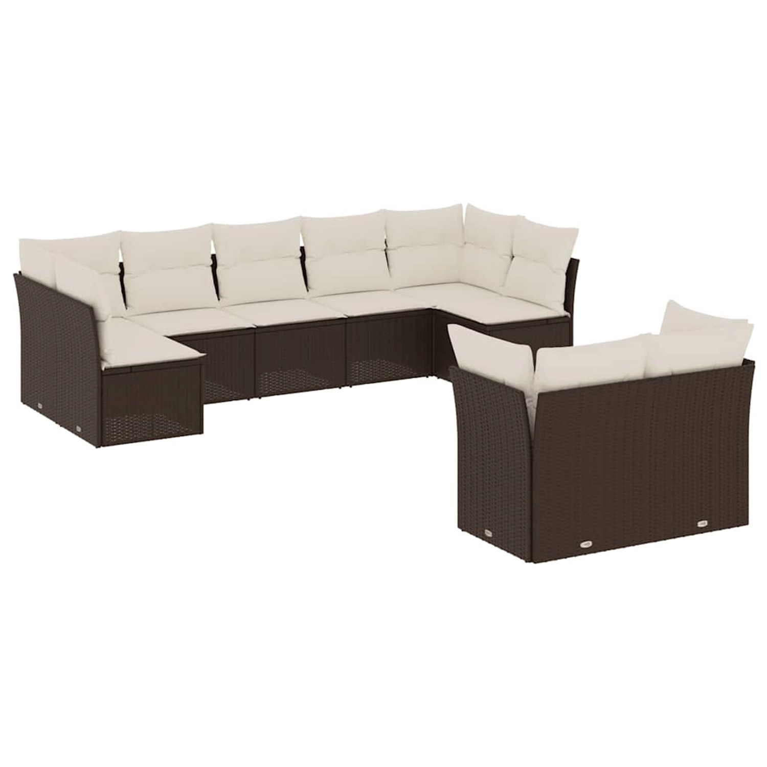 vidaXL 9-Tlg Garten-Sofagarnitur mit Kissen Braun Poly Rattan 3218153 günstig online kaufen