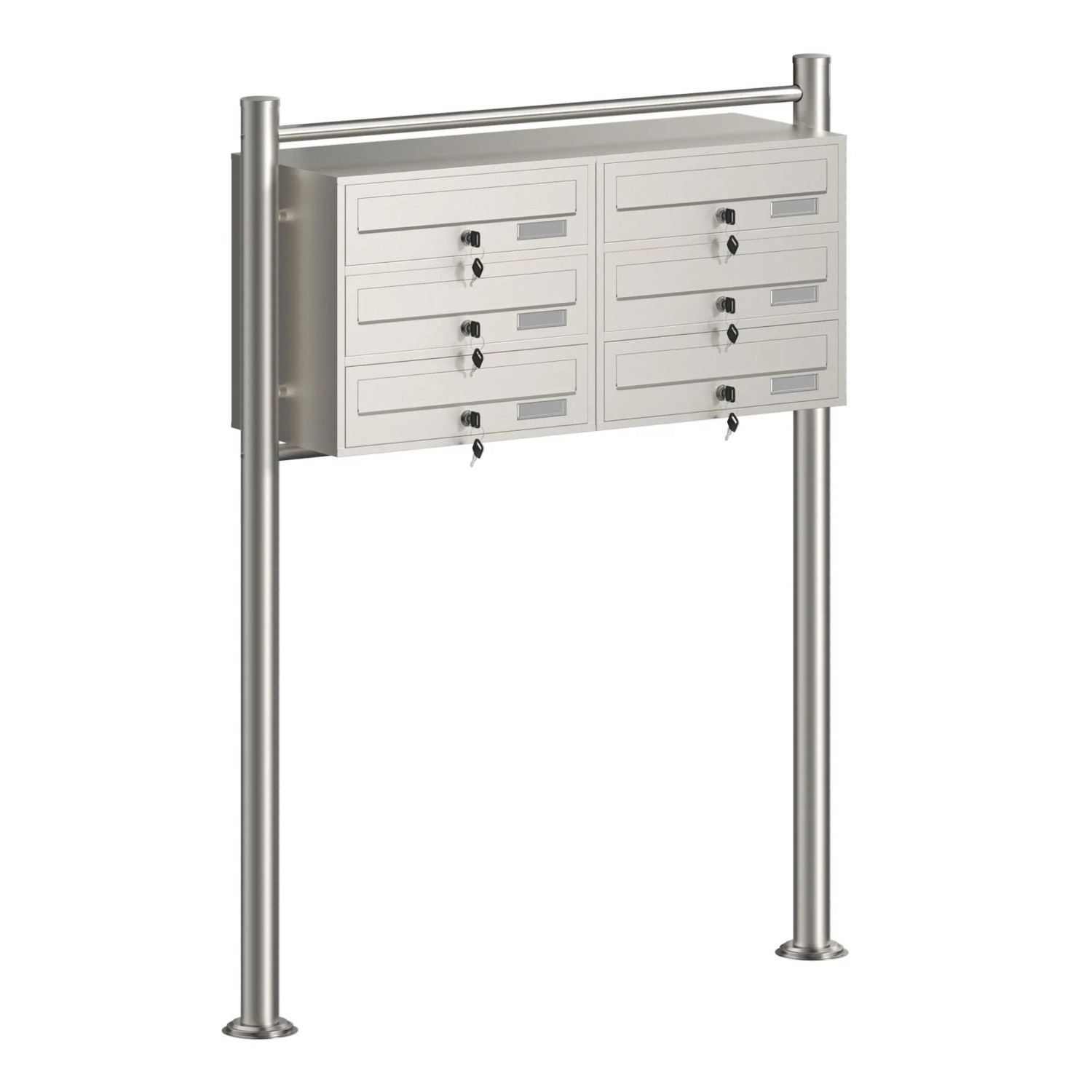 Wiltec 6Er Briefkastenanlage Edelstahl 2X3 Fächer Standbriefkasten Briefkasten