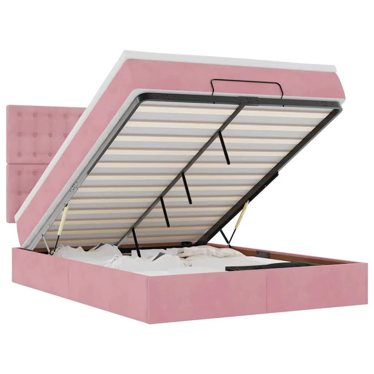 vidaXL Ottoman-Bett mit Matratzen und LEDs Rosa 140x200 cm Samt 3314473
