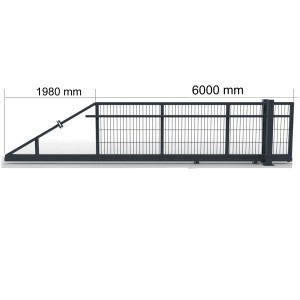 Elektrisches Schiebetor, links öffnend, anthrazit, 600 cm breit, für Gartenzaun und Einfahrt.