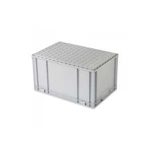 Graue PROREGAL Eurobox NextGen Store, 65 Liter, mit seitlicher Öffnung. Ideal als Transportbox und Eurobehälter.