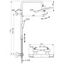 Technische Zeichnung: Ideal Standard Brausegarnitur A7210XG Ceratherm T25+ Schwarz Matt mit Maßen.
