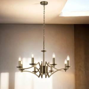 Licht-Erlebnisse Kronleuchter 8-Flammig Breite 72 cm Messing Schwarz E14