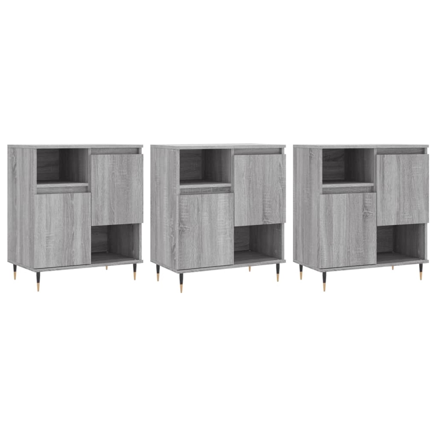 vidaXL Sideboards 3 Stk Grau Sonoma Holzwerkstoff 3190147 günstig online kaufen