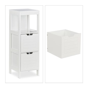 Relaxdays Badezimmerschrank MDF Weiß Mit Auszugsstopp 90 cm x 30 cm x 30 cm