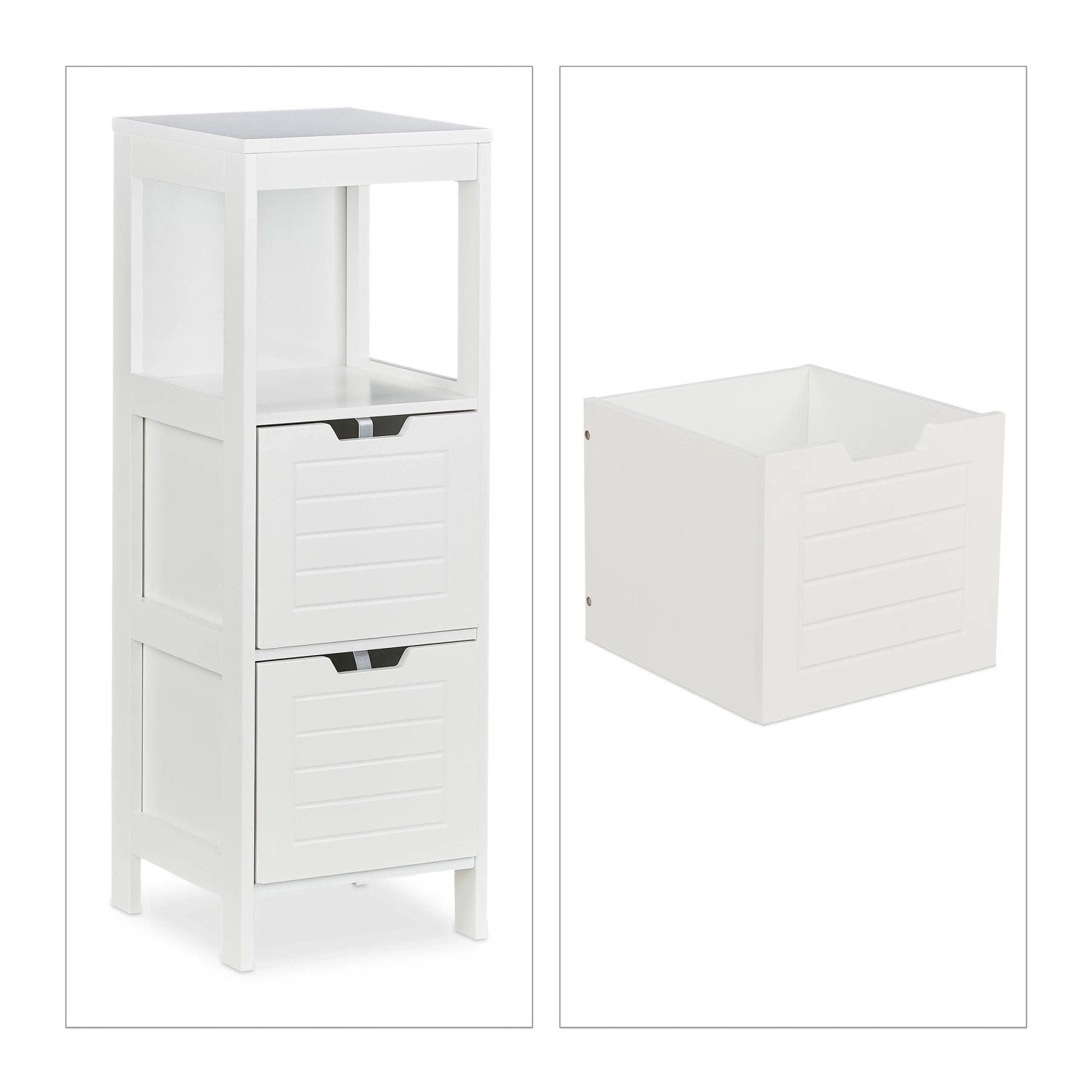 Relaxdays Badezimmerschrank MDF Weiß Mit Auszugsstopp 90 cm x 30 cm x 30 cm