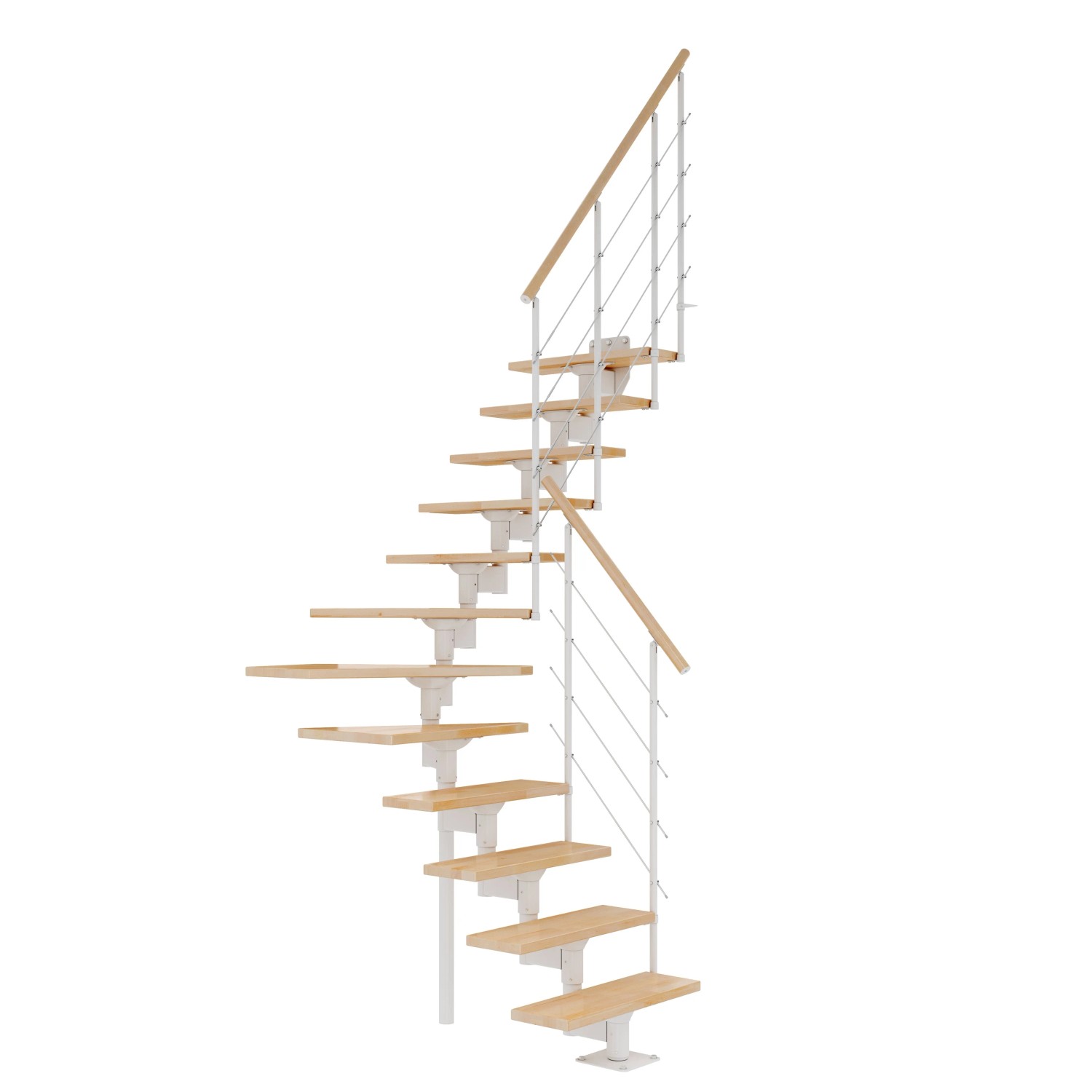 Dolle Mittelholmtreppe Boston 1/4gew. Stufen Buche Metall Weiß FSC® günstig online kaufen