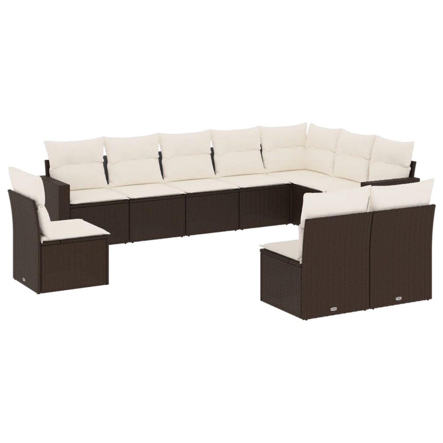 vidaXL 10-Tlg Garten-Sofagarnitur mit Kissen Braun Poly Rattan 3219103 günstig online kaufen