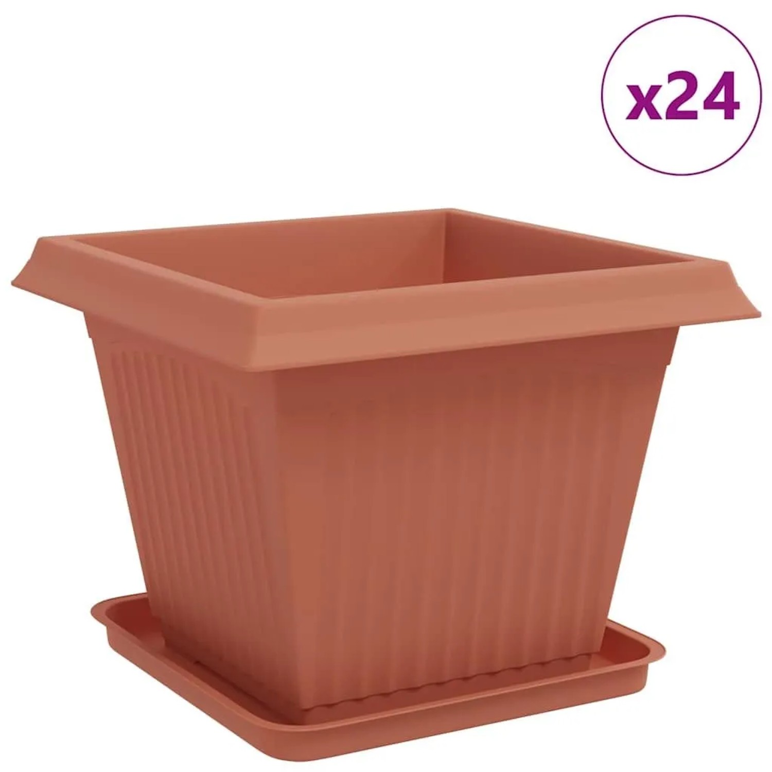 vidaXL Blumentöpfe 24 Stk Ziegelrot 43 x 43 x 33,5 cm Kunststoff 3403310