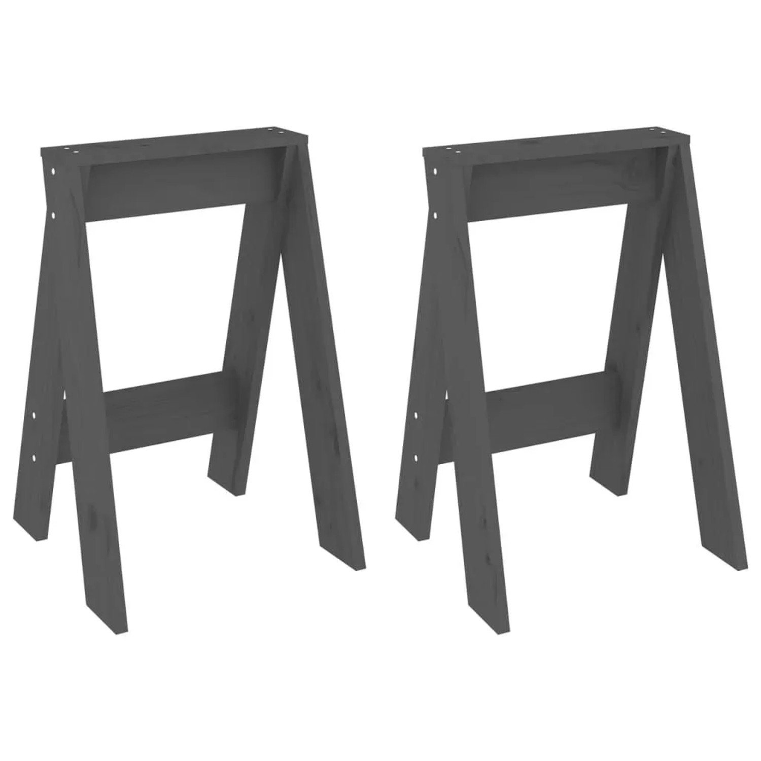 vidaXL Hocker 2 Stk Grau 40x40x60 cm Massivholz Kiefer 823666