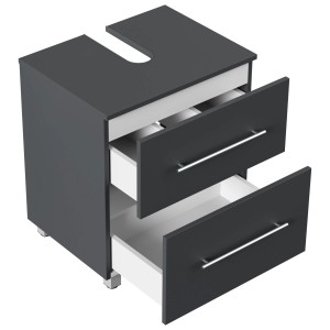 Posseik Waschbeckenunterschrank Mondial, 55 cm, Grafit mit zwei Schubladen und Füßen.