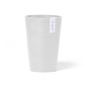 Weiße Ecopots Pisa Vase, 17,5 cm, mit handgefertigter Oberfläche. Ideal für Blumen, UV- und frostbeständig für innen & außen.