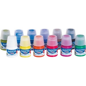 Giotto Decor Acrylfarben-Set mit 12 Farben und Pinsel, je 25ml.