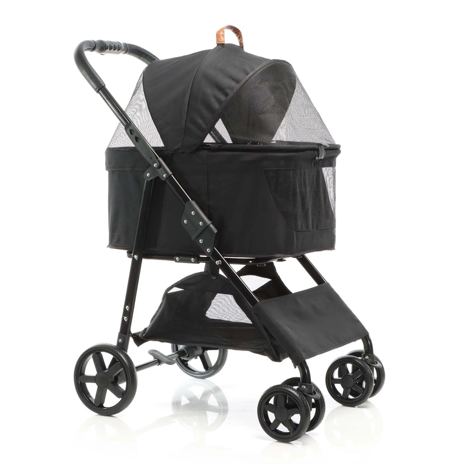 Fudajo 2In1 Hundewagen Faltbar Hundebuggy Schwarz Transporttasche Haustierwagen