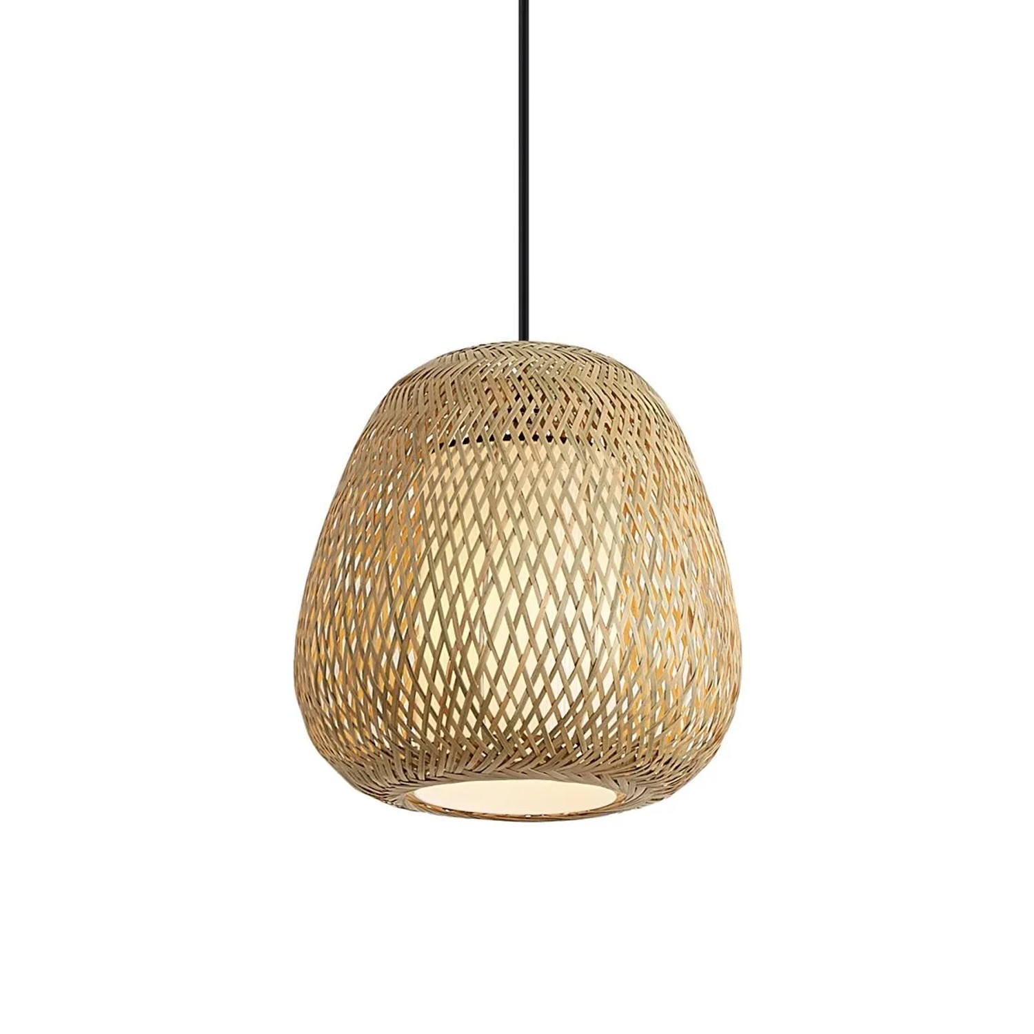 QAZQA Japandi Hängelampe Bambus 30cm IP44 Moana