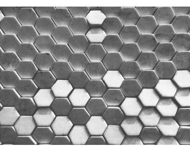 Fototapete Hexagon Muster 3D Effekt Grau Beige 3,50 m x 2,55 m FSC