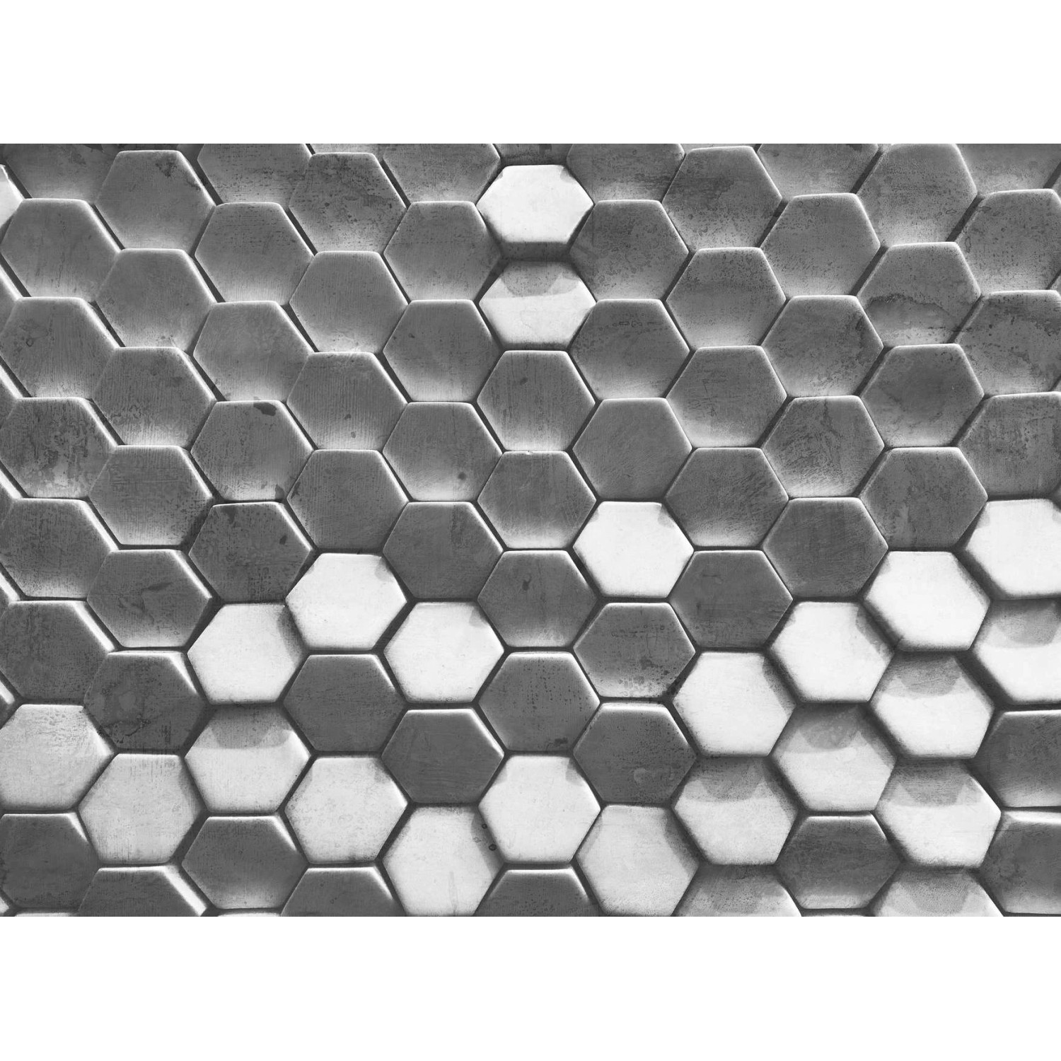 Fototapete Hexagon Wand Grau Weiß 3,50 m x 2,55 m FSC® günstig online kaufen