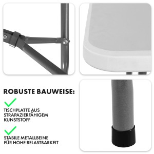 Detailansicht KARAT Klapptisch Fukui: Wetterfeste Platte, Stahlbeine, robuste Bauweise.