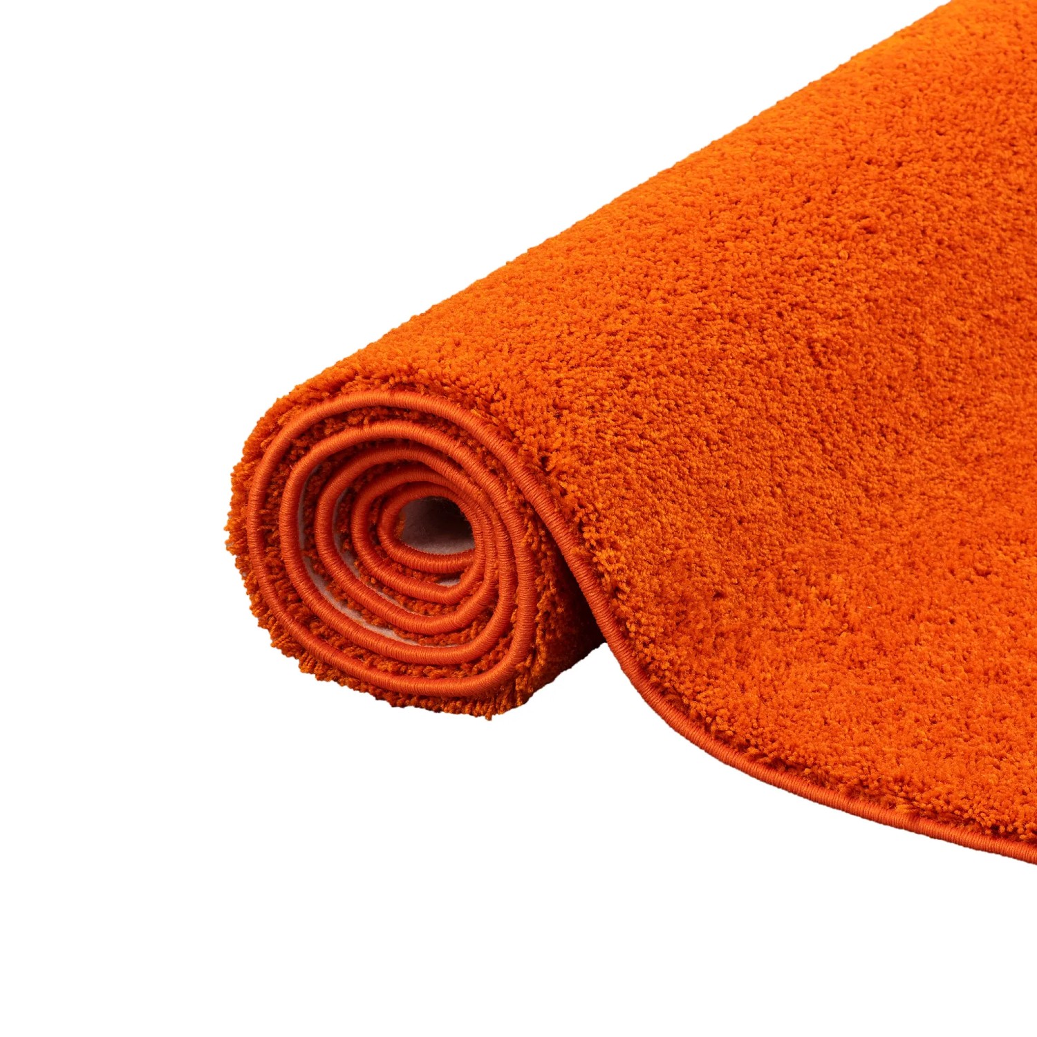 Gerollter, orangefarbener Snapstyle Hochflor Shaggy Teppich Palace, 200x250cm.
