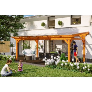 Skan Holz Terrassenüberdachung Sanremo 648 x 250 cm Leimholz Eiche hell