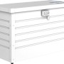 Weiße Biohort Paketbox 100 (101x46x61cm) zur sicheren Paketaufbewahrung.