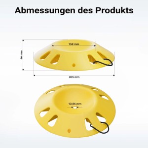 Gelbe Wiltec Stützradunterlage aus Kunststoff, rund, mit Maßen Ø305mm, H46mm. Für Anhänger & Wohnwagen.