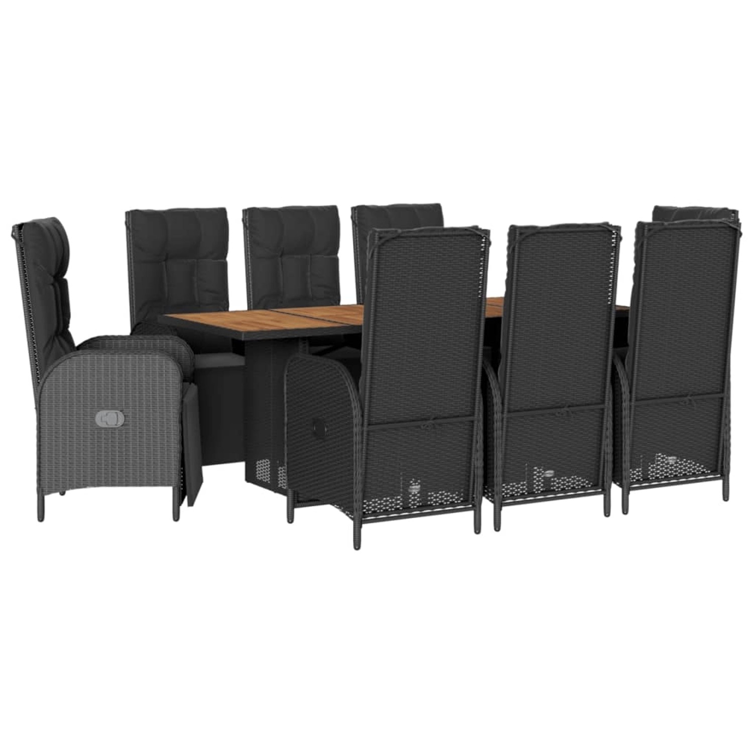 vidaXL 9-Tlg Garten-Essgruppe mit Kissen Schwarz Poly Rattan 3213521 günstig online kaufen