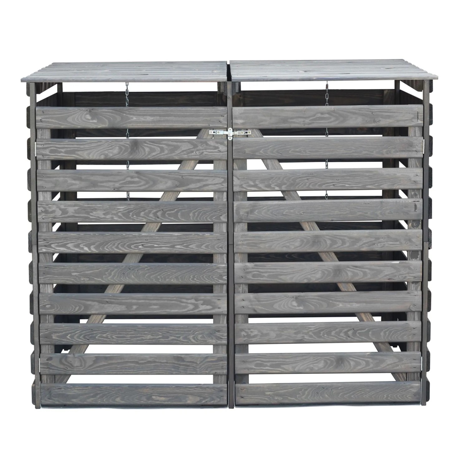 Promadino Mülltonnenbox Vario V f. 2 Tonnen 122 x 92 x 148 cm Grau FSC®