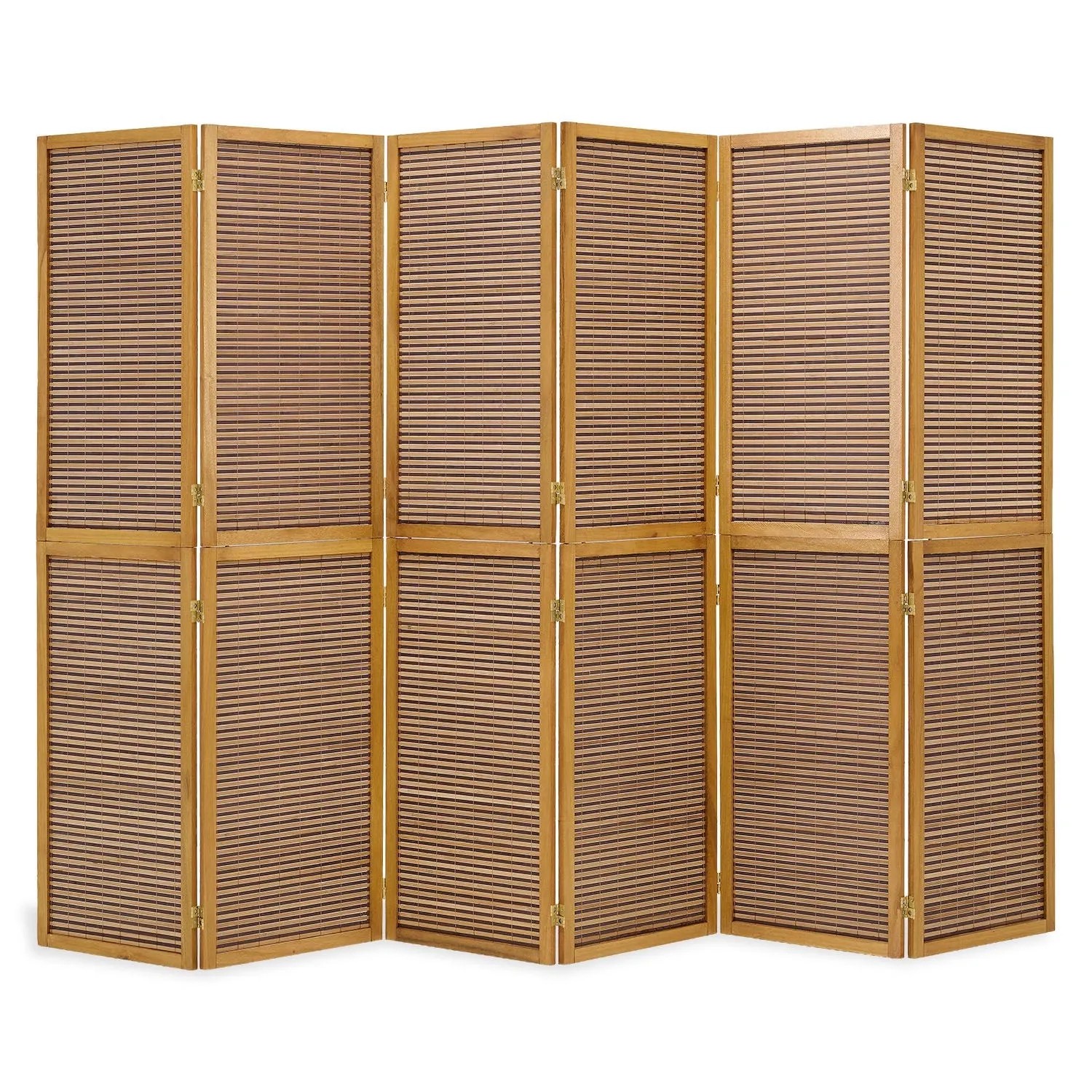 Homestyle4u 6-tlg. Paravent in Braun 264x175 cm 384