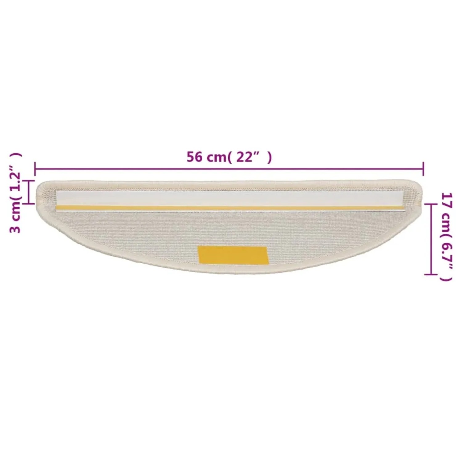 Weiße, halbrunde vidaXL Stufenmatte (56x17x3 cm) mit Klebestreifen, 15er Set.