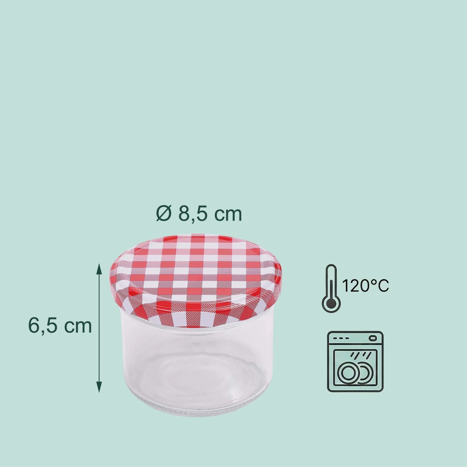 Relaxdays Einmachgläser Glas Stahl Transparent Rot Weiß Twist-Off Luftdicht 100er Set 220 ml 6,5 cm x 8,5 cm 0,18 kg_4