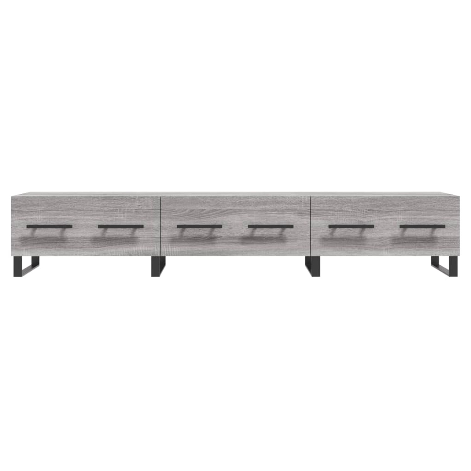 VidaXL TV-Schrank, Grau Sonoma, 150 cm breit, mit 3 Schubladen und schwarzen Füßen.