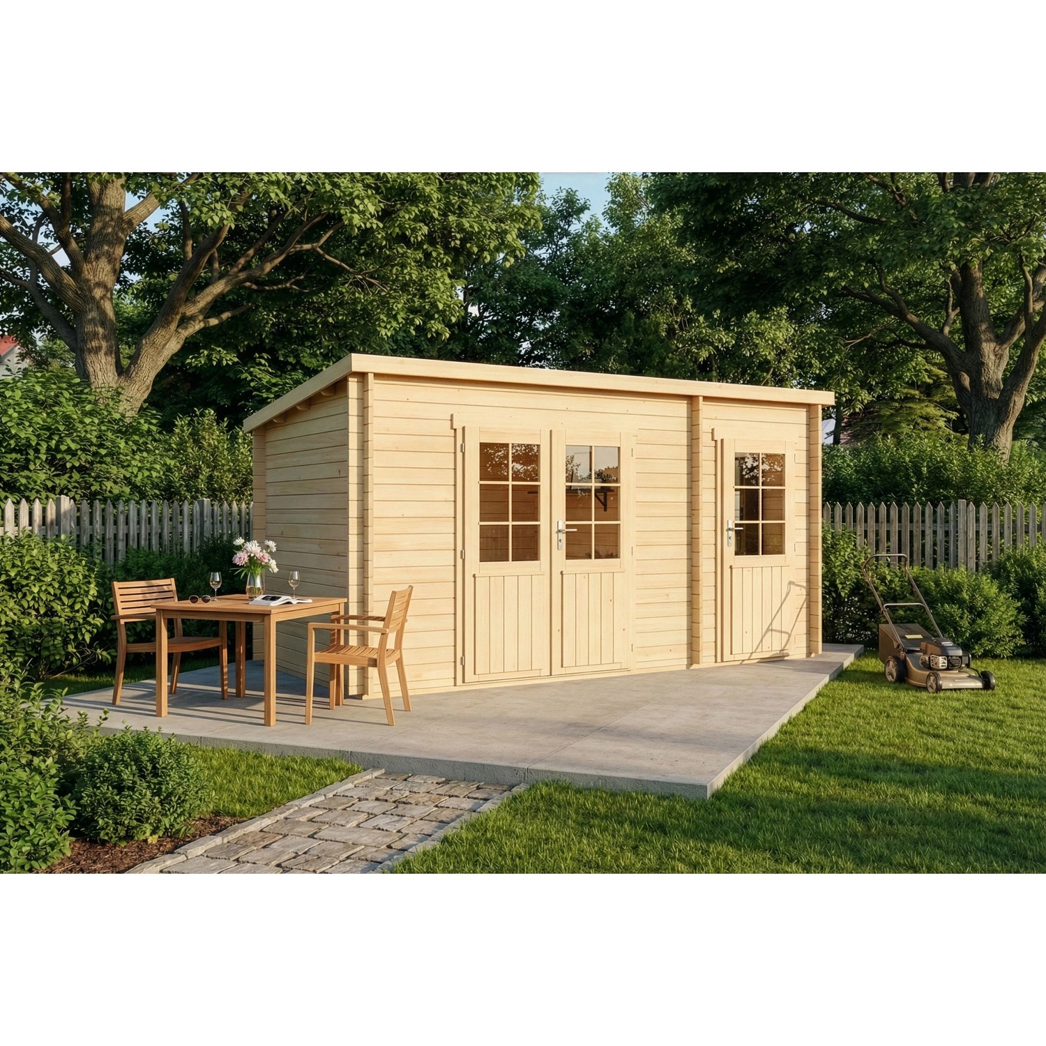 Alpholz Gartenhaus Maria-28 Natur 450 cm x 250 cm