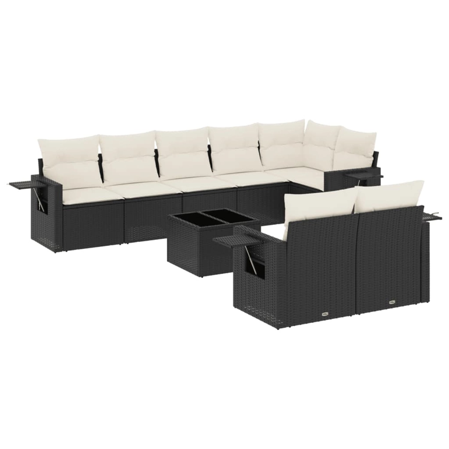 vidaXL 9-Tlg Garten-Sofagarnitur mit Kissen Schwarz Poly Rattan 3220425 günstig online kaufen