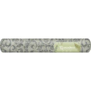 Gerollte, grüne Erfurt Vliestapete Eco Deco Ornament mit Barockmuster.