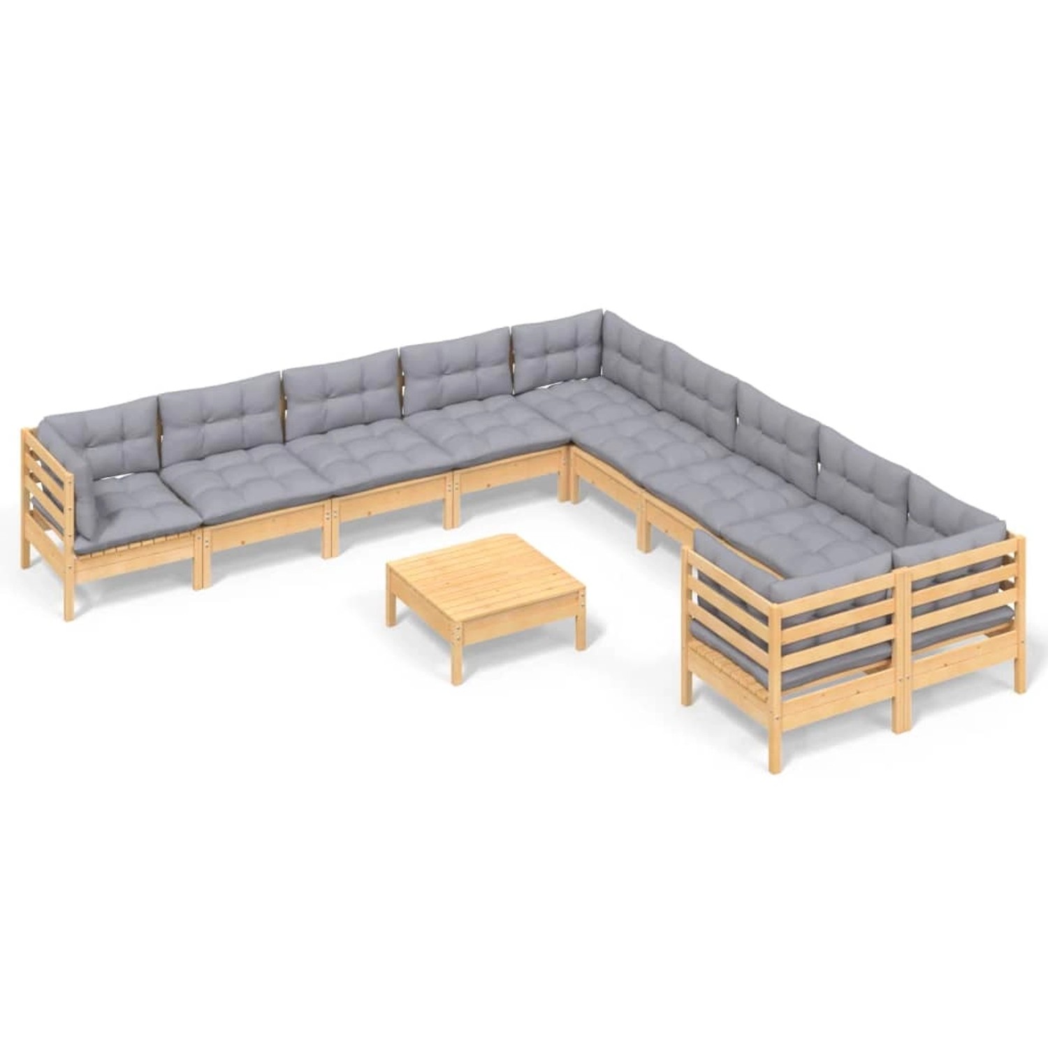 vidaXL 11-Tlg Garten-Lounge-Set mit Grauen Kissen Kiefernholz 3097012 günstig online kaufen