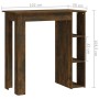 vidaXL Bartisch mit Regal in Räuchereiche, 102x50x103,5 cm, aus Holzwerkstoff.