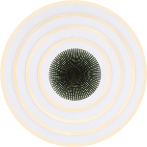 Weiße, runde LED-Deckenleuchte mit 3D-Effekt und Farbwechsel für Smart Home.