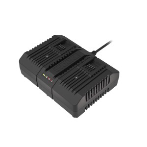 Worx 20 V Dual-Ladegerät WA3883 für Elektrowerkzeug-Akkus, lädt zwei Akkus gleichzeitig.