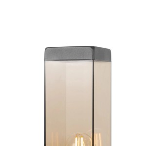QAZQA Moderne Außen Stehleuchte Dunkelgrau mit Rauchglas 80 cm Malios