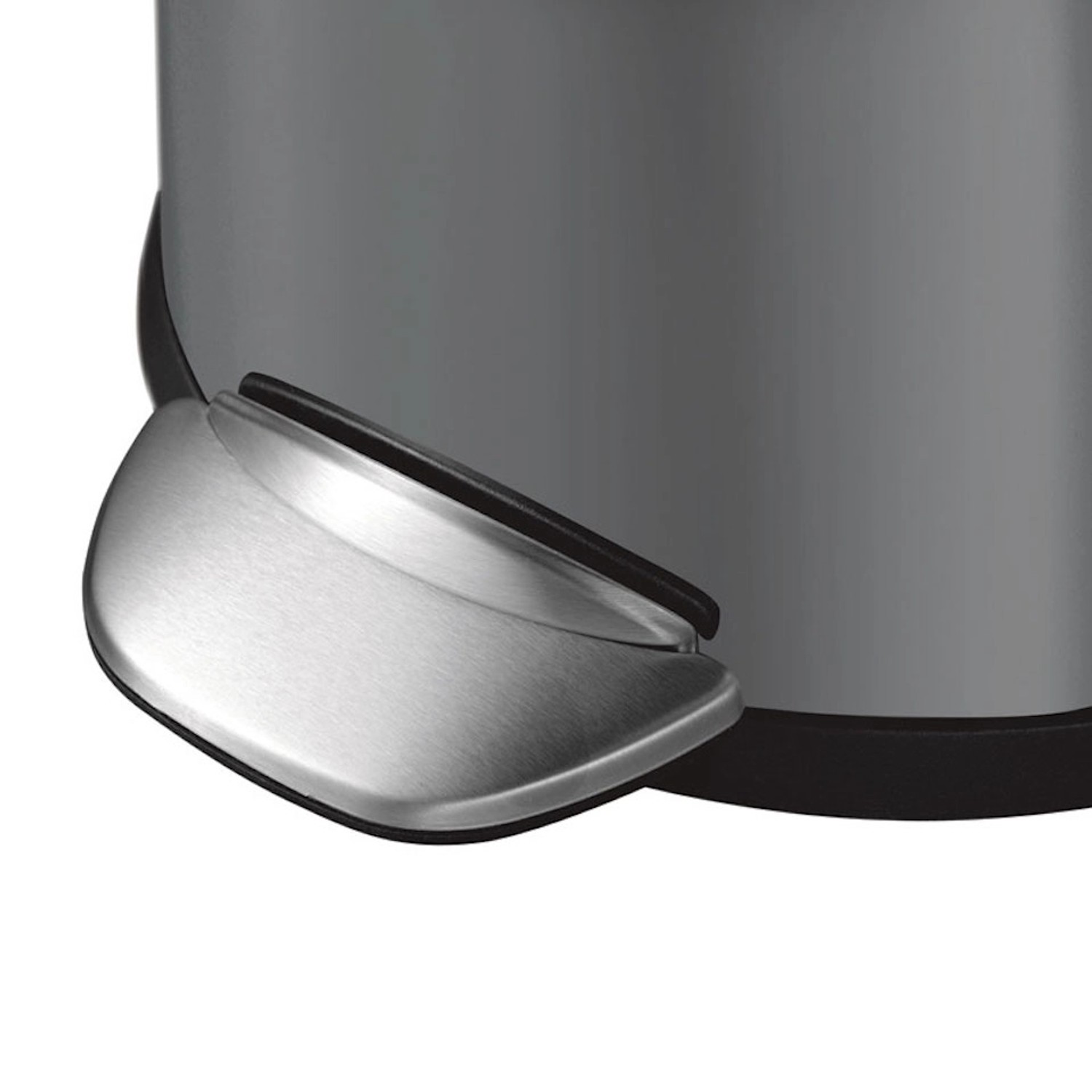 Detailaufnahme: Grauer PROREGAL Treteimer (30L) mit Edelstahl-Pedal und Inneneimer.